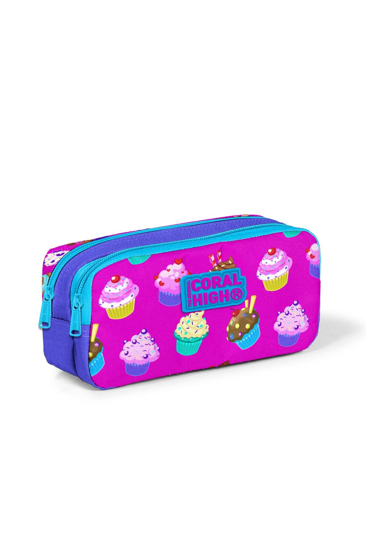 Kids Cupcake Iki Bölmeli Kalem Çantası Pembe