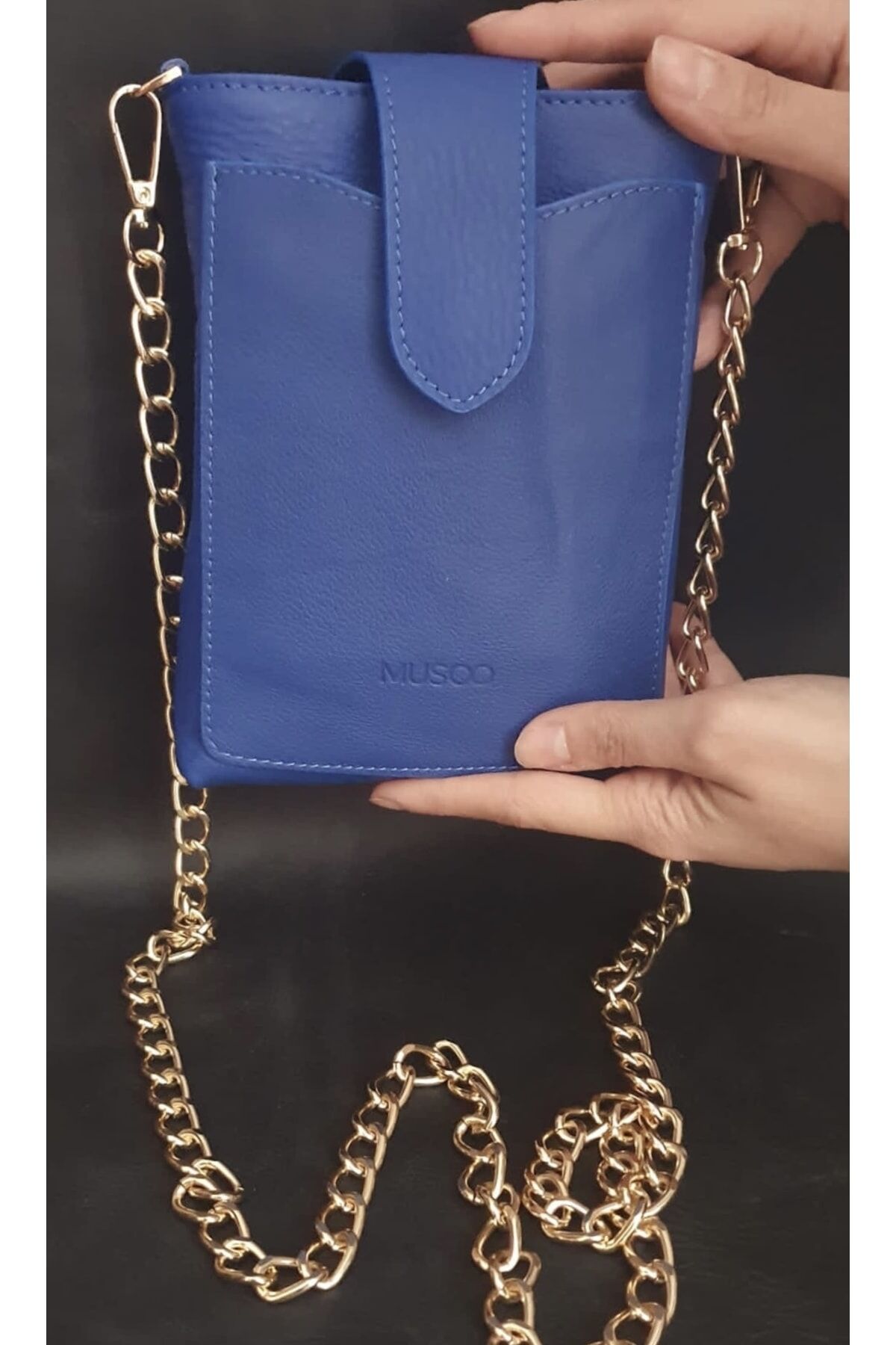 Kanguru Çapraz Çelik Askılı Hakiki Deri Telefon Bölmeli Küçük Çanta