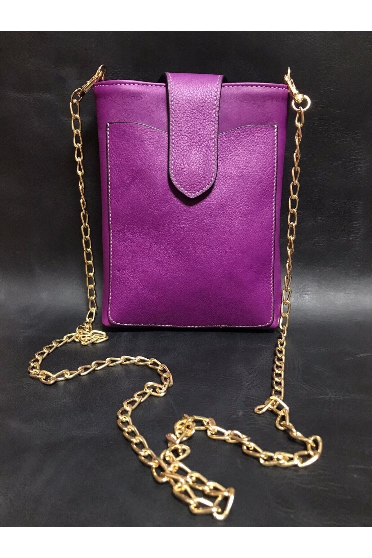 Musoo Çapraz Çelik Askılı Kanguru Model Hakiki Deri Telefon Bölmeli Küçük Çanta