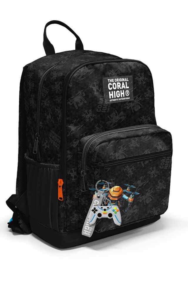 Coral High Siyah Drone Desenli 3’lü Okul Çanta Seti SET0123691