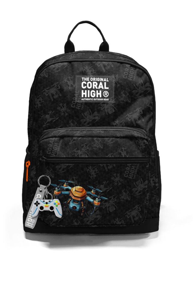 Coral High Siyah Drone Desenli 3’lü Okul Çanta Seti SET0123691
