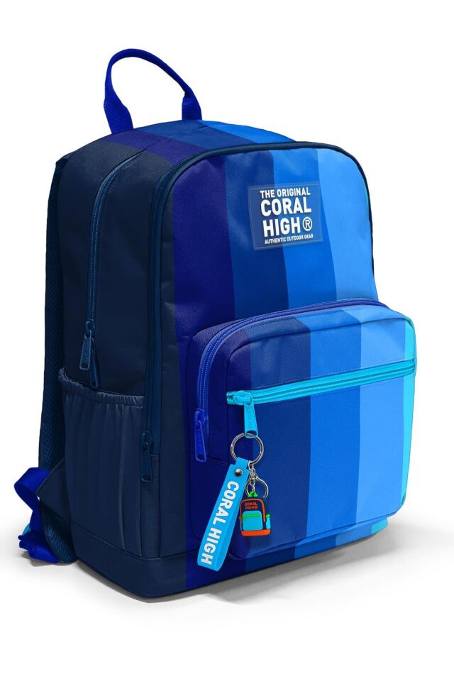 Coral High Renkli Çizgili  3’lü Okul Çanta Seti (Okul Çantası, Kalemlik ve Matara)