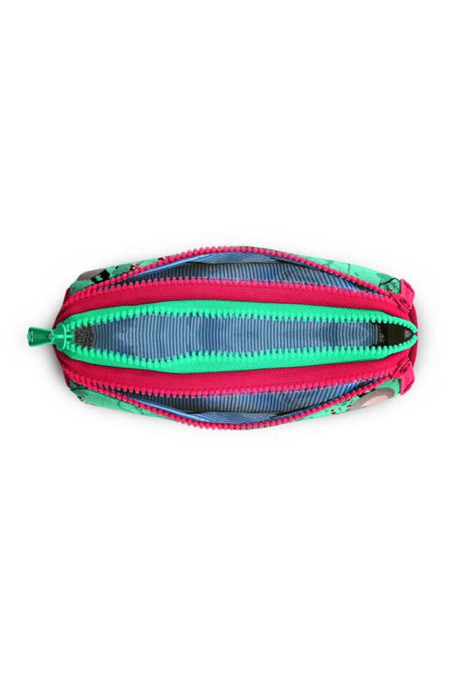 Kids Su Yeşili Neon Mercan Koala Desenli Üç Bölmeli Kalem Çantası 22013