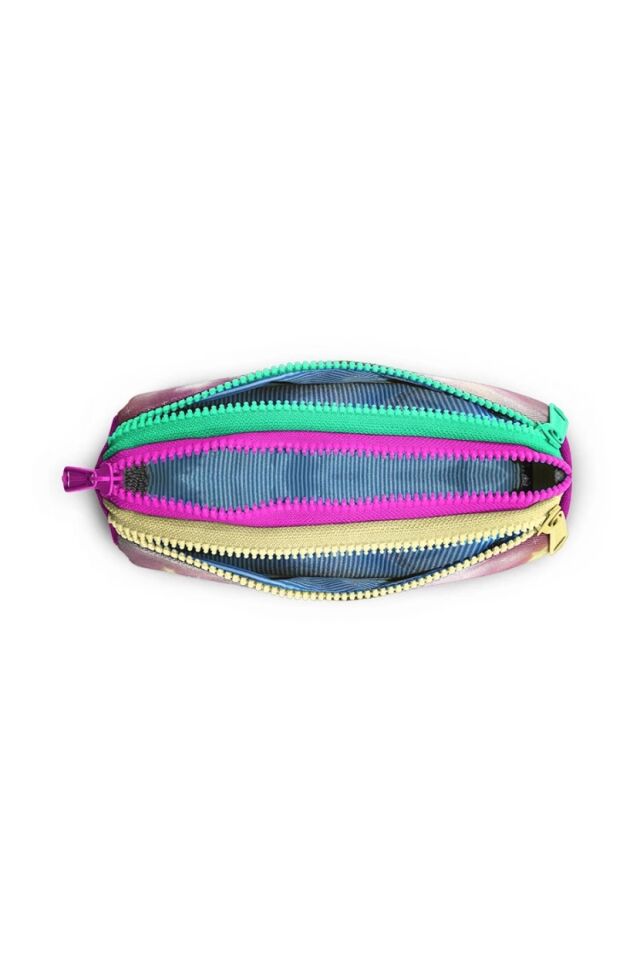 22033 KIDS PEMBE SU YEŞİLİ UNICORN KIZ DESENLİ ÜÇ BÖLMELİ KALEM ÇANTASI