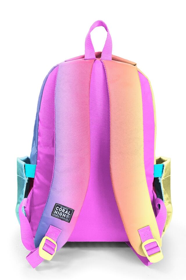 Coral High Kids Renk Geçişli Desenli 4’lü Okul Çanta Seti (Okul Çantası, Beslenme, Kalemlik, Matara)