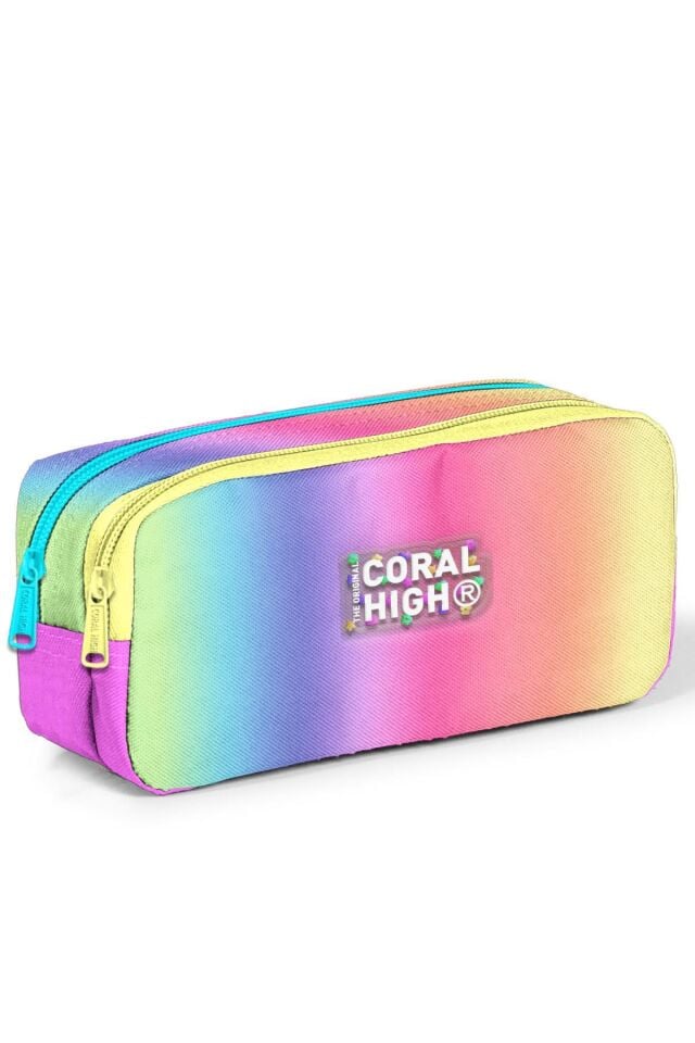Coral High Kids Renk Geçişli Desenli 4’lü Okul Çanta Seti (Okul Çantası, Beslenme, Kalemlik, Matara)