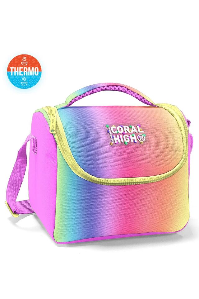 Coral High Kids Renk Geçişli Desenli 4’lü Okul Çanta Seti (Okul Çantası, Beslenme, Kalemlik, Matara)