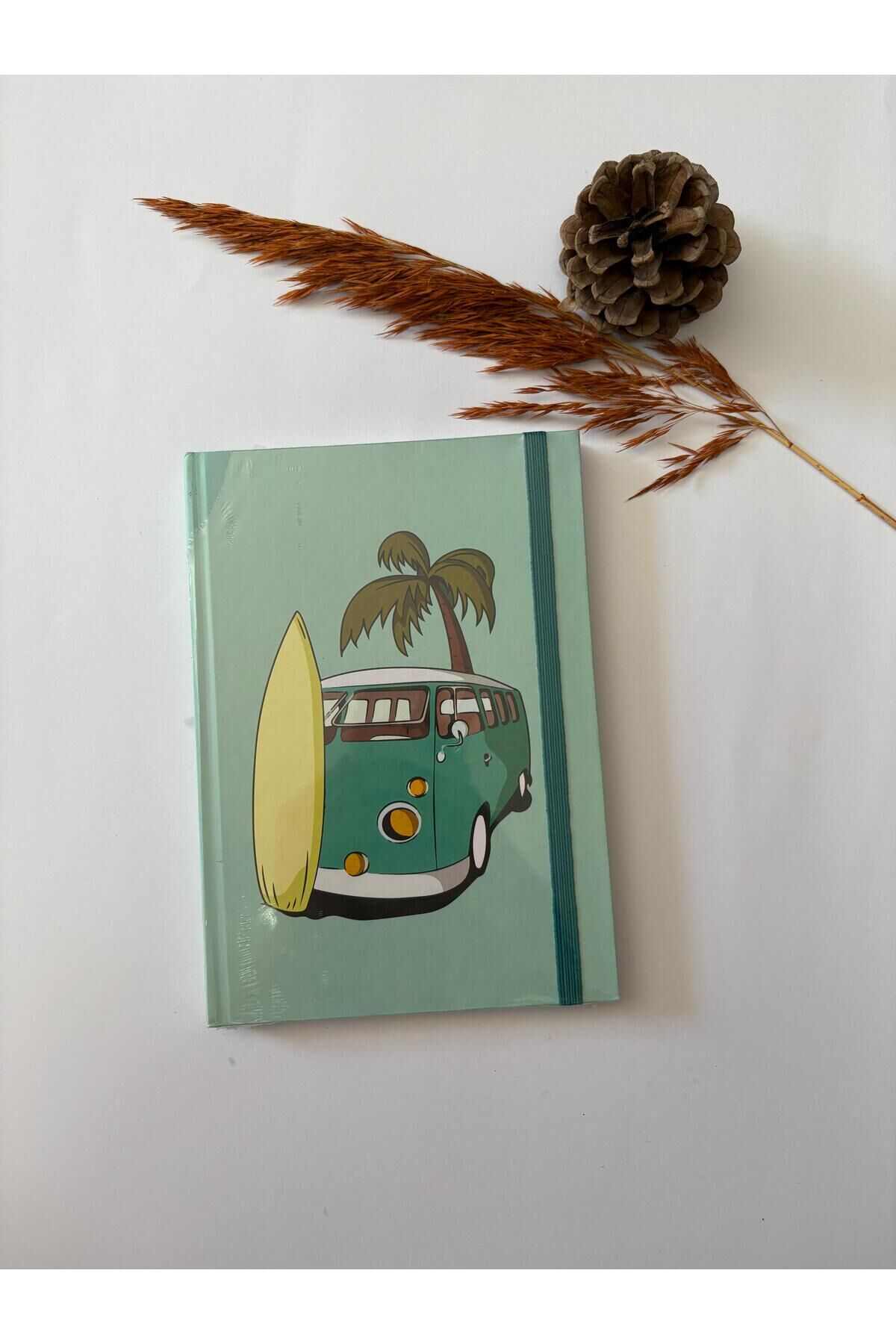 Atakids Lizy Sert Kapak Lastikli Çizgili Defter (20 × 14 cm, 96 yaprak) Yeşil