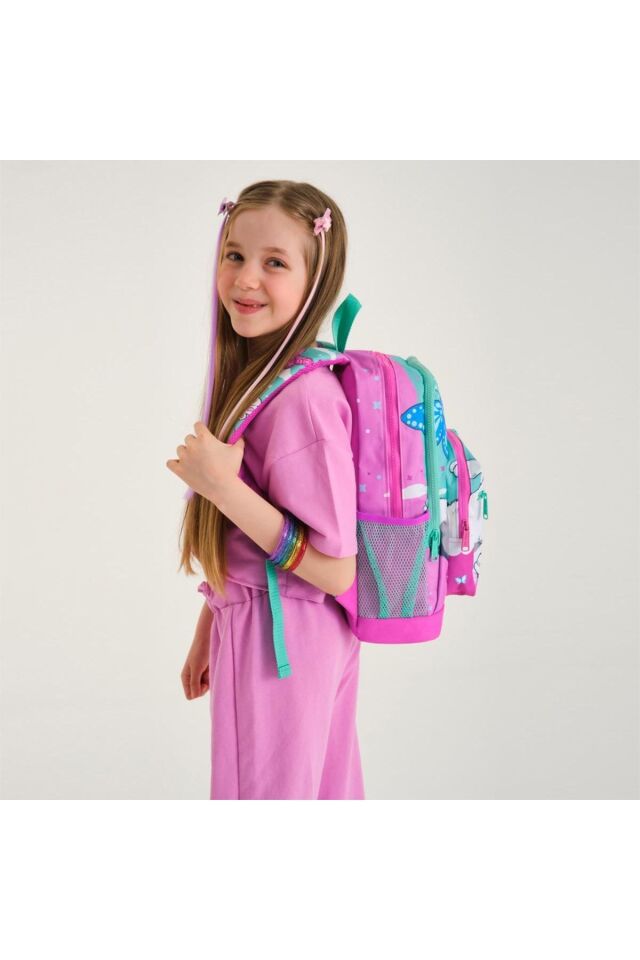 Kids Kedi Desenli Okul Çantası + Beslenme + Kalemlik 3 Lü Set 23707