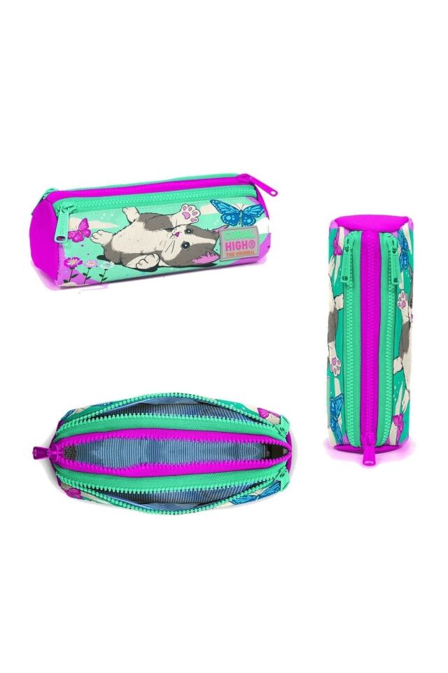 Kids Kedi Desenli Okul Çantası + Beslenme + Kalemlik 3 Lü Set 23707