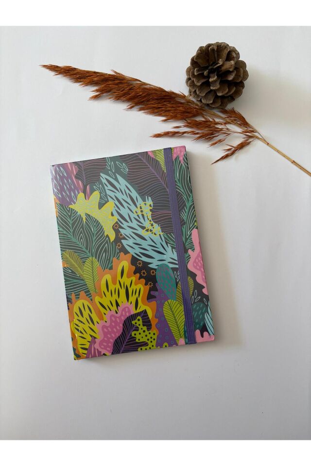 Atakids Lizy Sert Kapak Lastikli Çizgili Defter (20 × 14 cm, 96 yaprak) Mor
