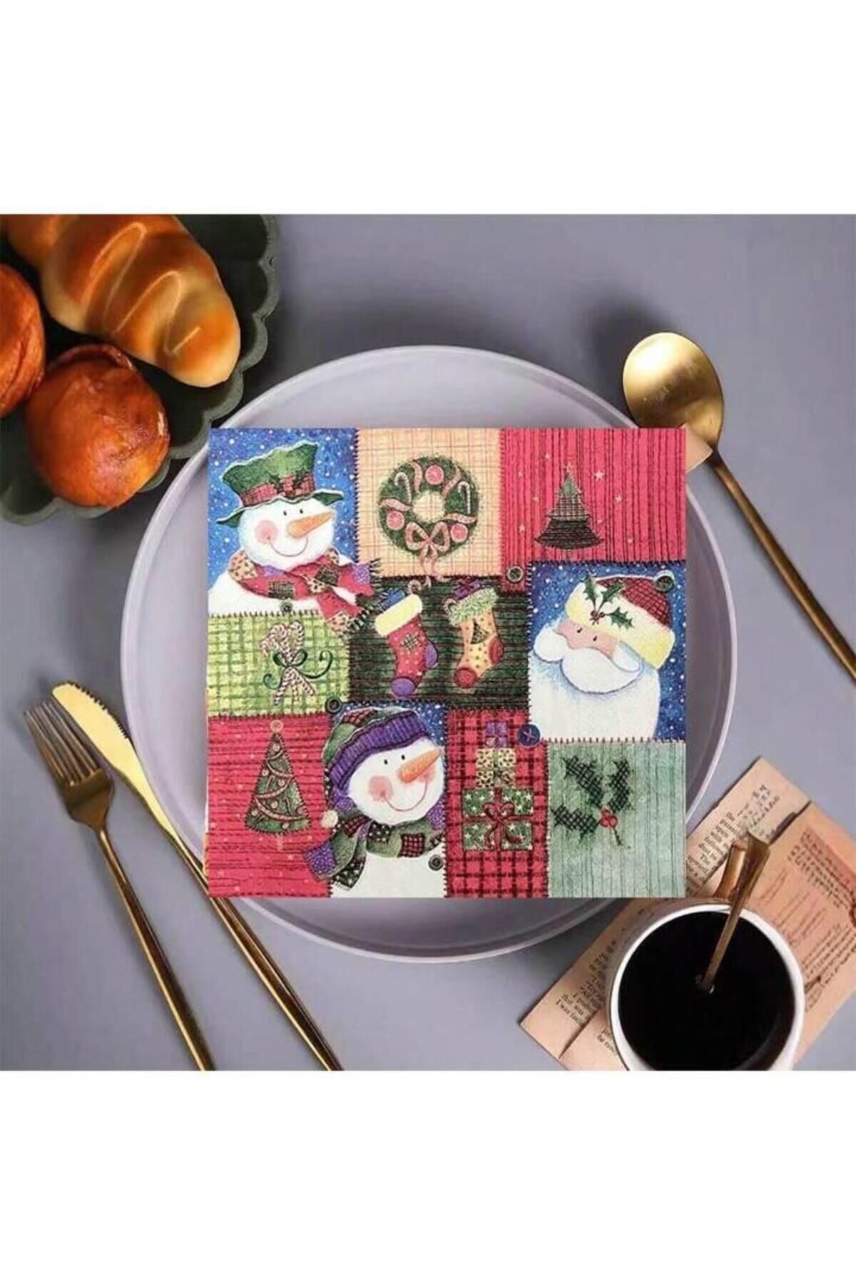 Yılbaşı Noel Christmas Desenli 20 Adet Kağıt Servis Peçete 16 X 16