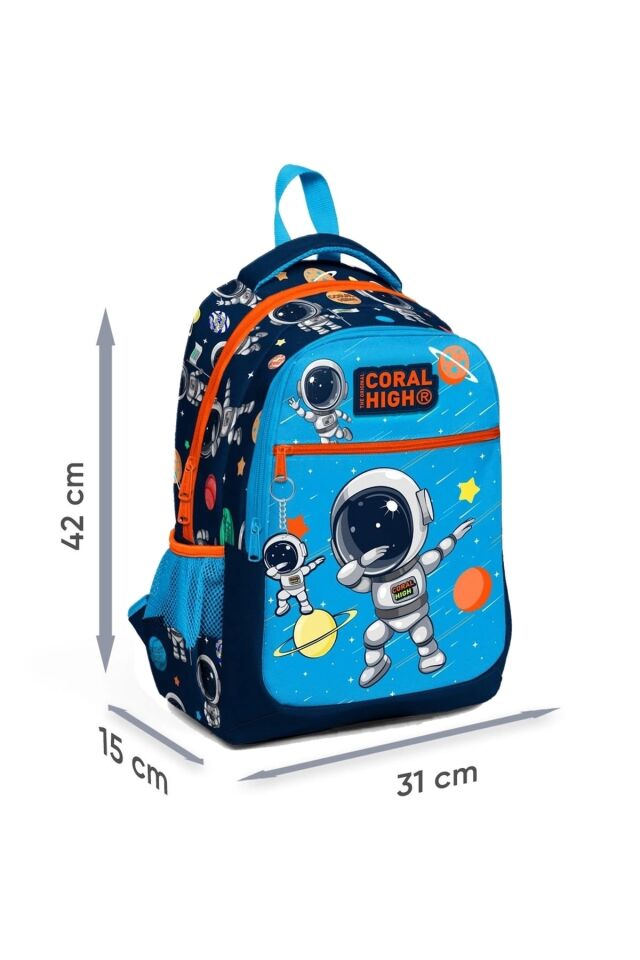 Astronot Resimli Üç Bölmeli Okul Sırt Çantası 23486