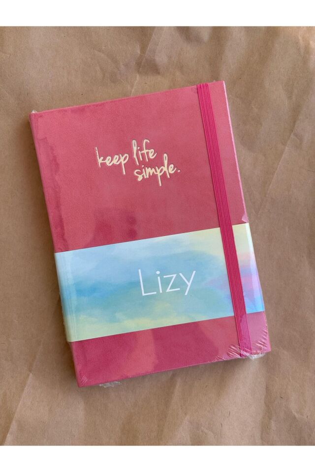 Atakids Lizy Mottolu Suni Deri Velur Kapak Çizgili Defter 14x20 cm, 168 Sayfa Pembe