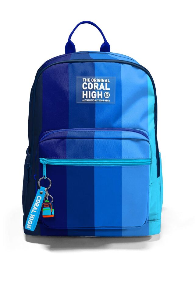 Coral High Renkli Çizgili Desenli Kabin Boy Valiz, Sırt Çantası ve Matara Seti