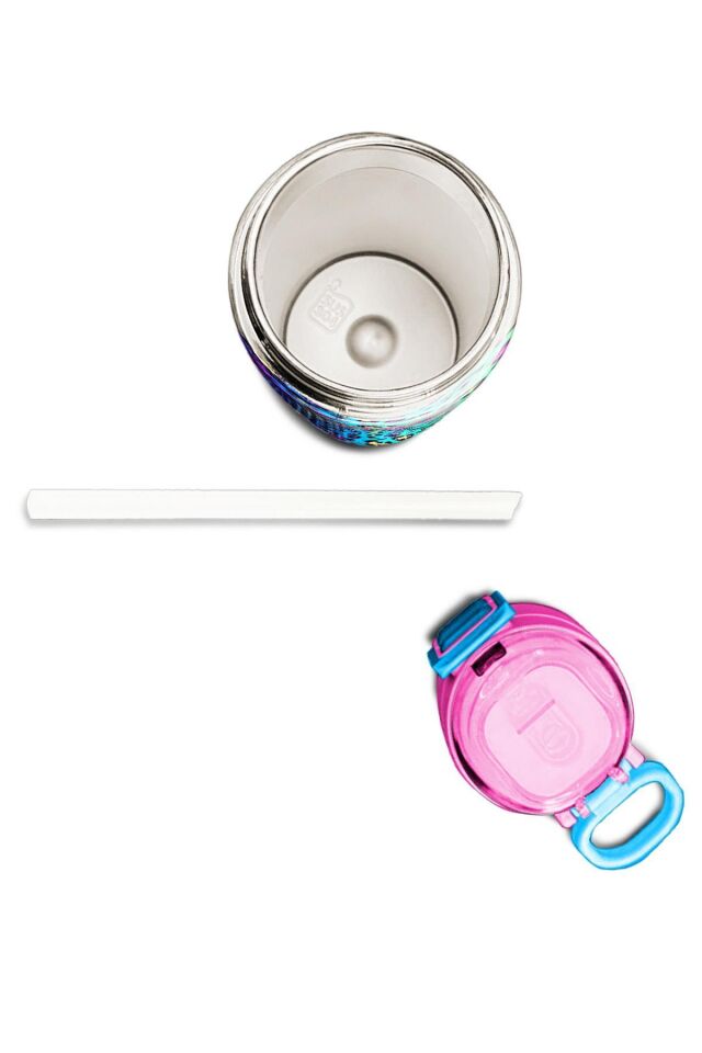 Coral High Kids Renkli Leopar Desenli Pipetli ve Direk İçimli Paslanmaz Çelik Termos 500 ML 31985