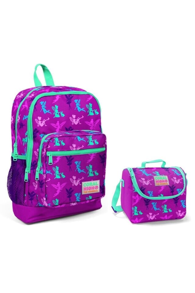 Coral High Mor Peri Kız Çocuk Ilkokul Çantası Ve Beslenme Seti