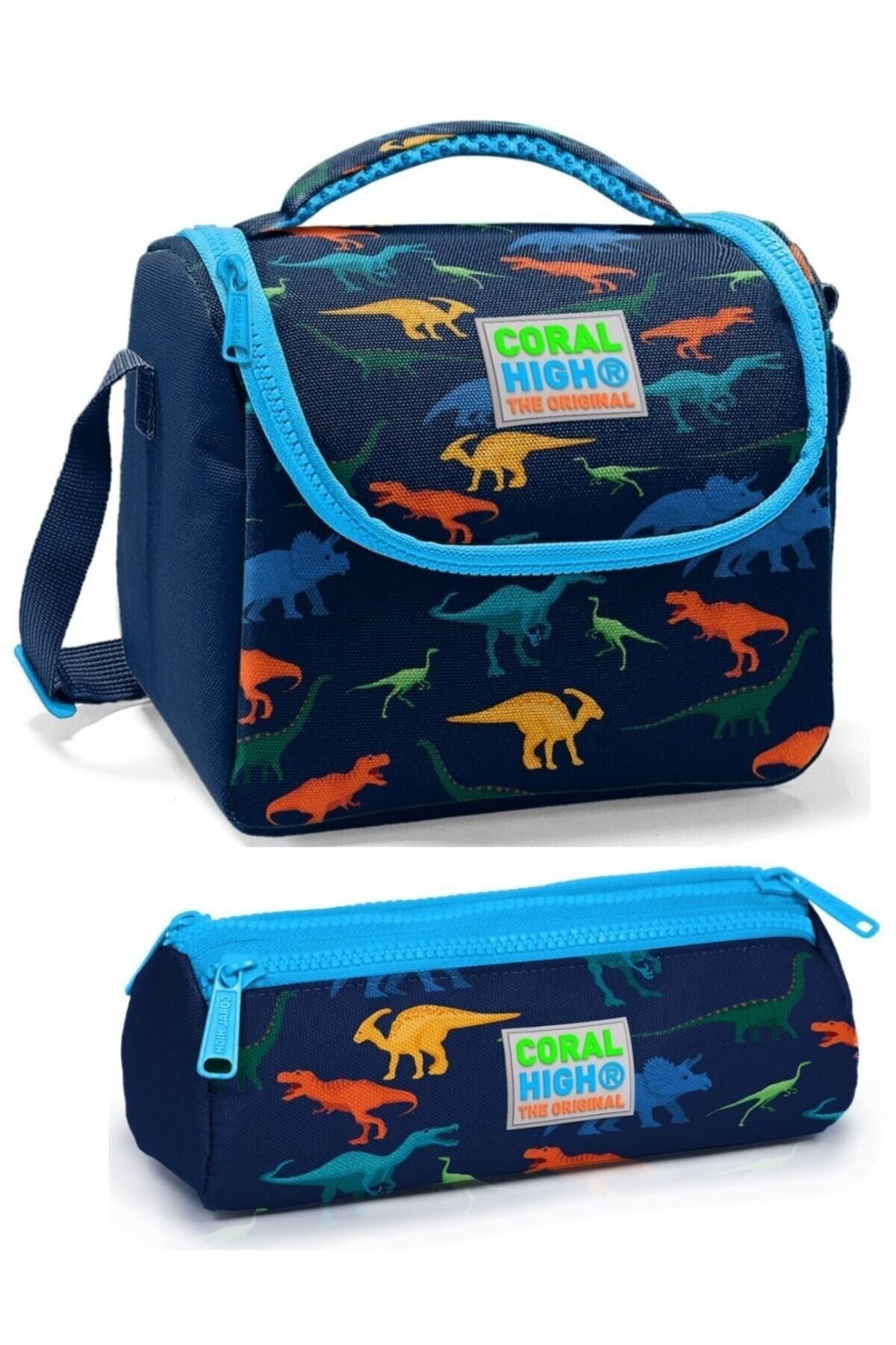 Erkek Çocuk Lacivert Dinazor Beslenme Çantası Seti