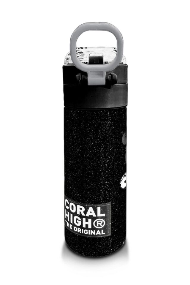 Kids Futbol Desenli Pipetli ve Direkt İçim Çelik Termos 500 ml 31816 Siyah