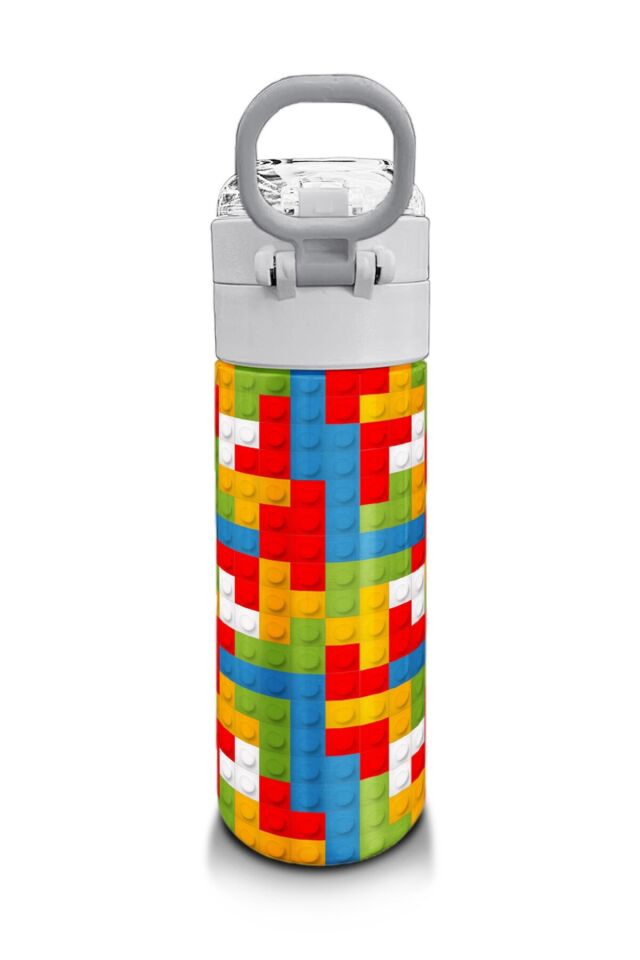 Coral High Kids Blok Desenli Pipetli ve Direkt İçim Çelik Termos 500 ml 31991