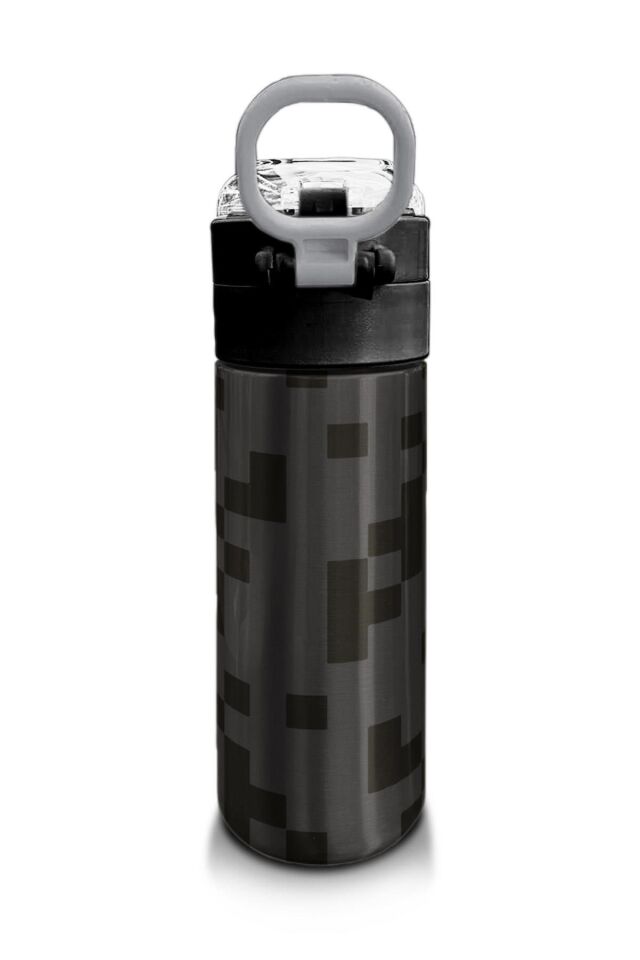 Kids Futbol Desenli Pipetli ve Direkt İçim Çelik Termos 500 ml 31816 Gri - Siyah