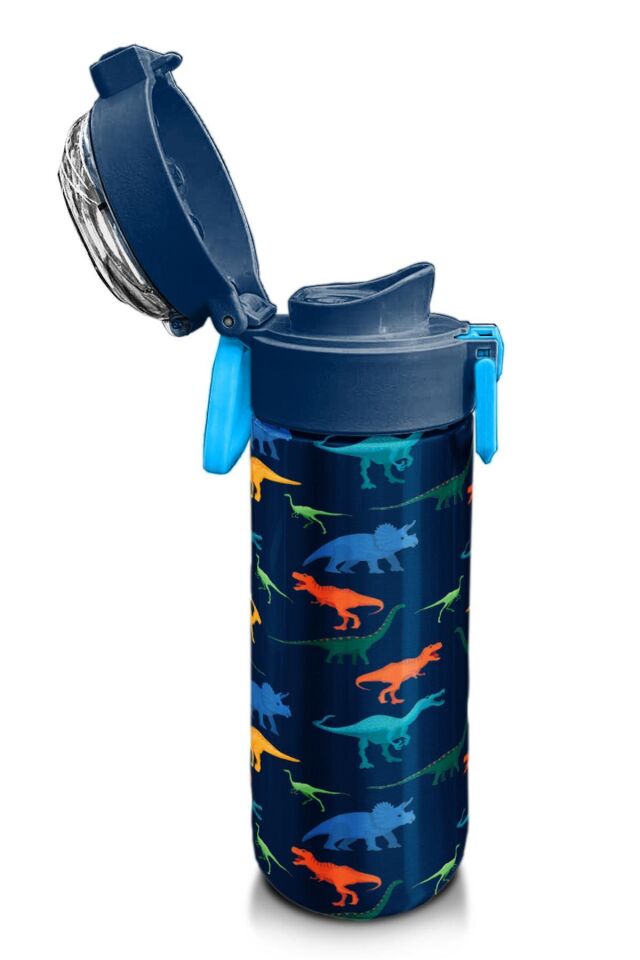 Kids Futbol Desenli Pipetli ve Direkt İçim Çelik Termos 500 ml 31816 Lacivert - Mavi