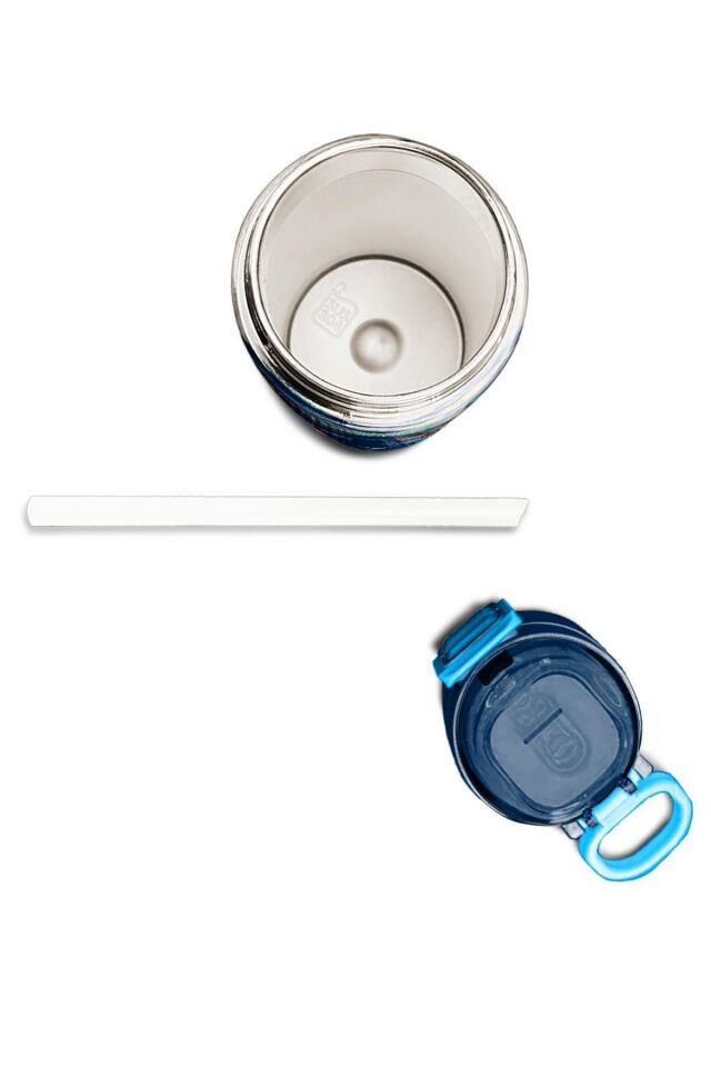 Kids Futbol Desenli Pipetli ve Direkt İçim Çelik Termos 500 ml 31816 Lacivert - Mavi