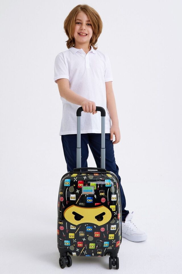 Kids Siyah Ninja Desenli Çocuk Valizi 16747 Siyah Ninja
