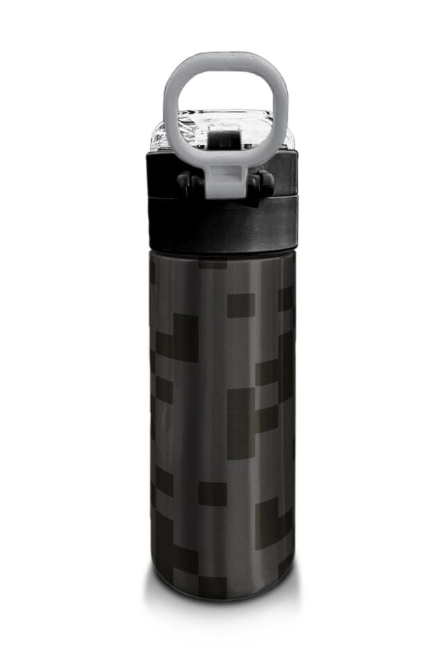 Coral High Kids Siyah Blok Desenli Pipetli ve Direkt İçim Çelik Termos 500 ml 31894