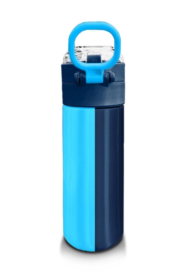 Coral High Kids Renkli Çizgili Desenli Pipetli ve Direkt İçim Çelik Termos 500 ml 31895