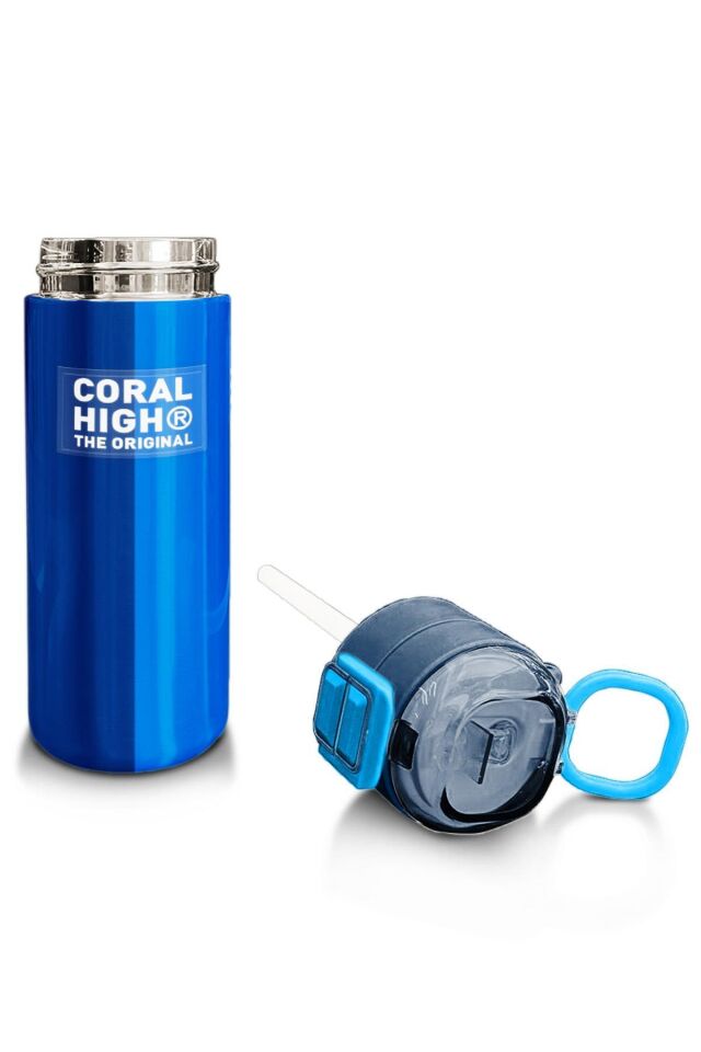 Coral High Kids Renkli Çizgili Desenli Pipetli ve Direkt İçim Çelik Termos 500 ml 31895