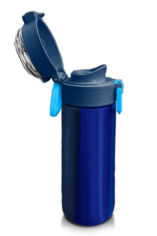 Coral High Kids Renkli Çizgili Desenli Pipetli ve Direkt İçim Çelik Termos 500 ml 31895