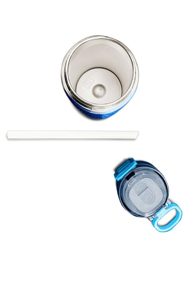Coral High Kids Renkli Çizgili Desenli Pipetli ve Direkt İçim Çelik Termos 500 ml 31895