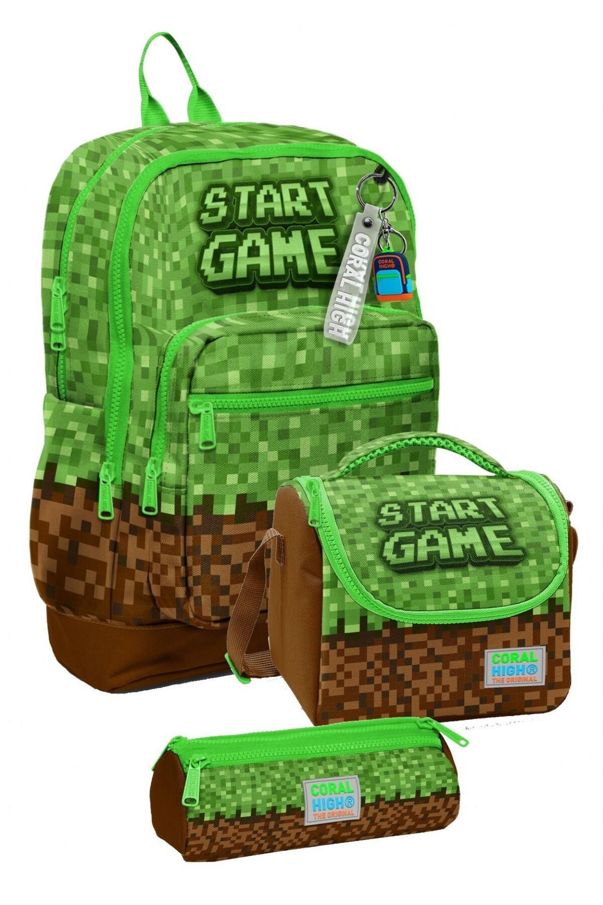 İlkokul Üçlü Okul Başlangıç Çanta Seti - Yeşil Kahverengi Craft, Erkek Çocuk