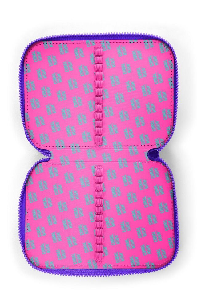 Coral High Kids Pembe Rengarenk Dondurma Desenli Çift Katlı Kalem Çanta 11131