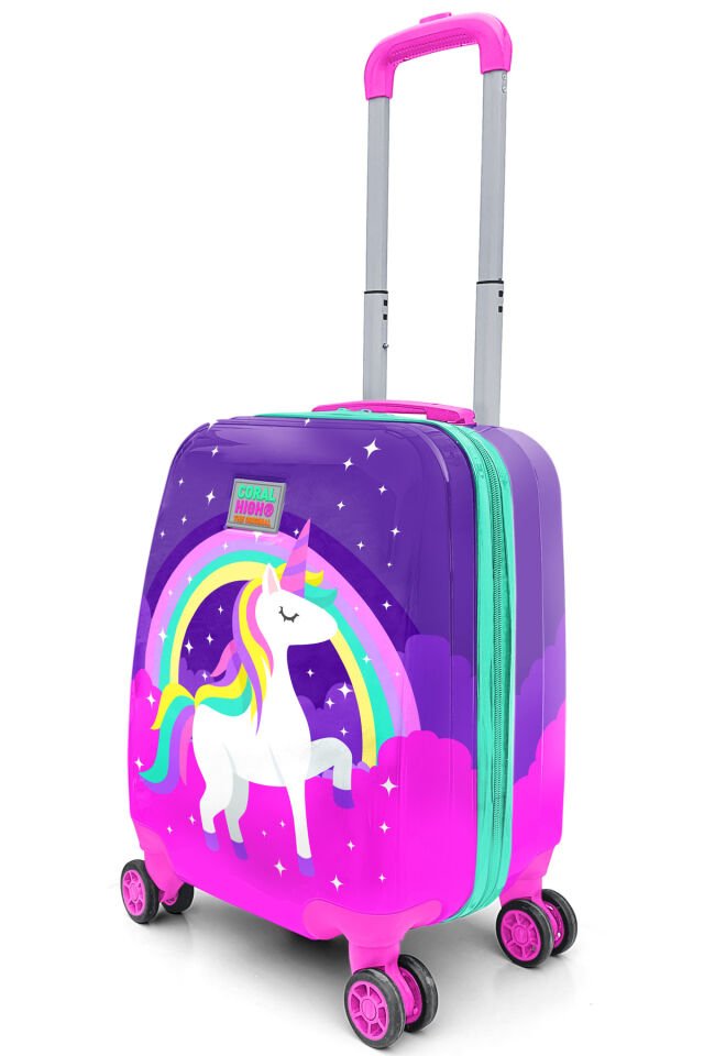 Kids Mor Pembe Anime Kız Desenli Çocuk Valizi 16705 Mor