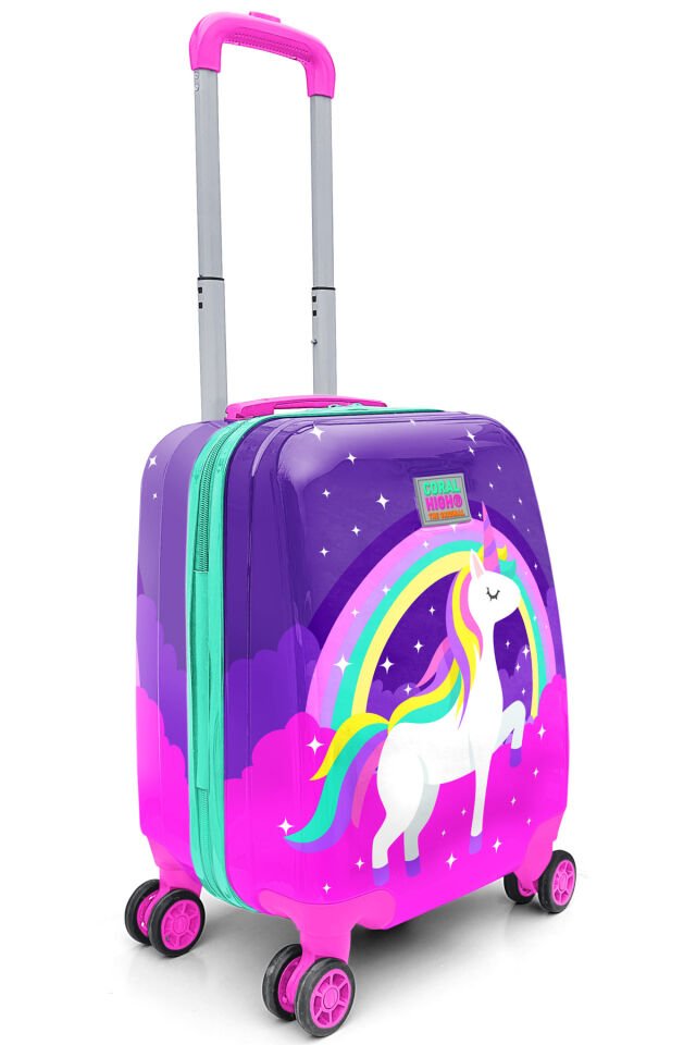Kids Mor Pembe Anime Kız Desenli Çocuk Valizi 16705 Mor