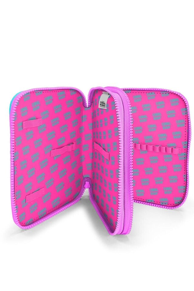 Coral High Kids Mor Pembe Unicorn Deniz Kızı Desenli Çift Katlı Kalem Çanta 11138