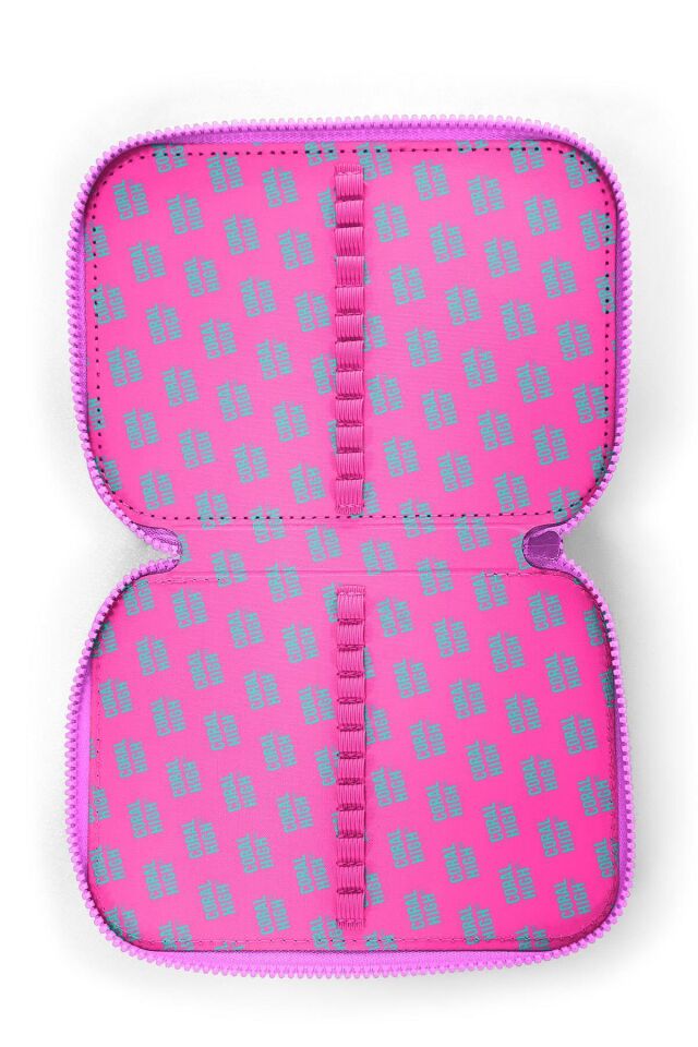 Coral High Kids Mor Pembe Unicorn Deniz Kızı Desenli Çift Katlı Kalem Çanta 11138