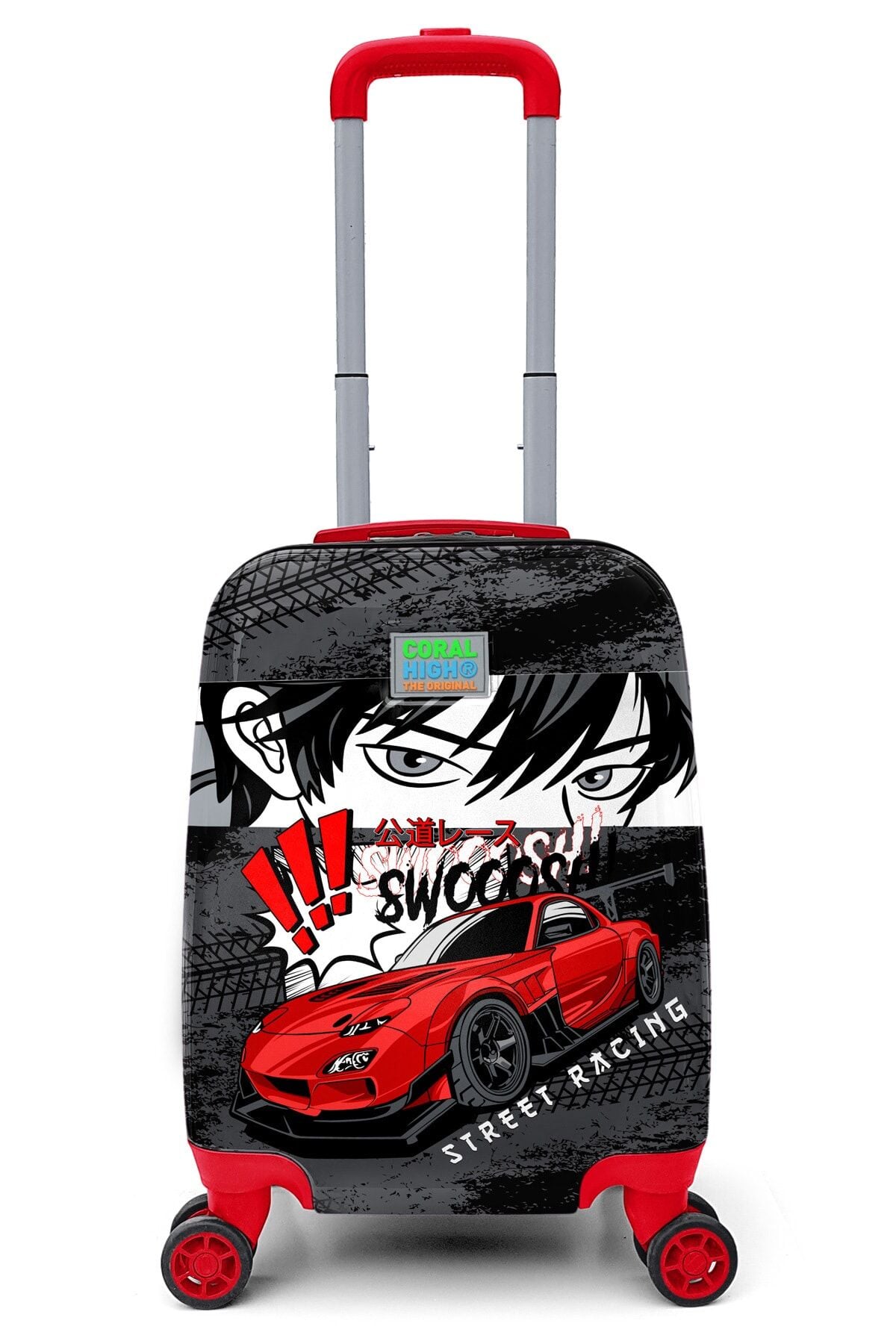 Kids Mor Pembe Anime Kız Desenli Çocuk Valizi 16705 Siyah Kırmızı