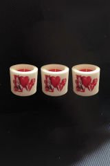 Adalinhome 6 cm Silindir Mum 3'lü Set Kalp Desenli