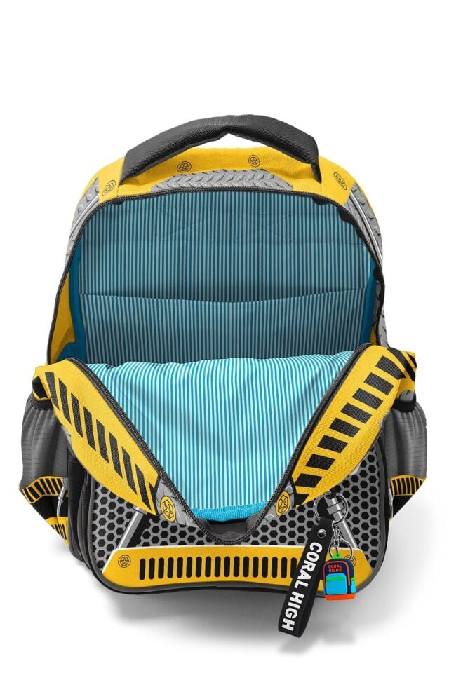 Kids Sarı Siyah Robot Desenli 3’lü Okul Çanta Seti