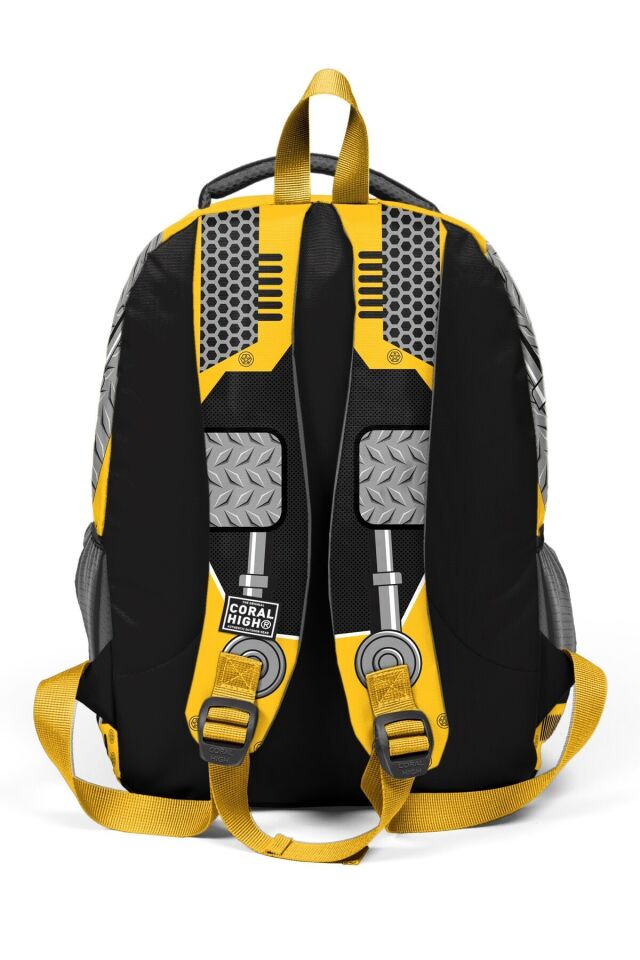 Kids Sarı Siyah Robot Desenli 3’lü Okul Çanta Seti