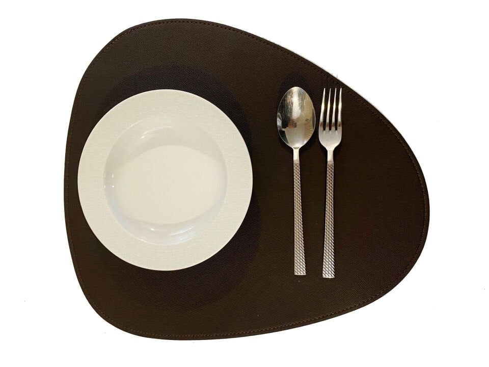 Adalinhome 4'lü Çift Taraflı Deri Amerikan Servisi Runner Bronz-Siyah