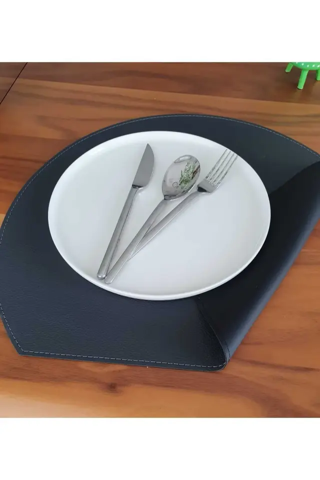 Adalinhome 6'lı Çift Taraflı Deri Amerikan Servisi Runner Gri-Siyah