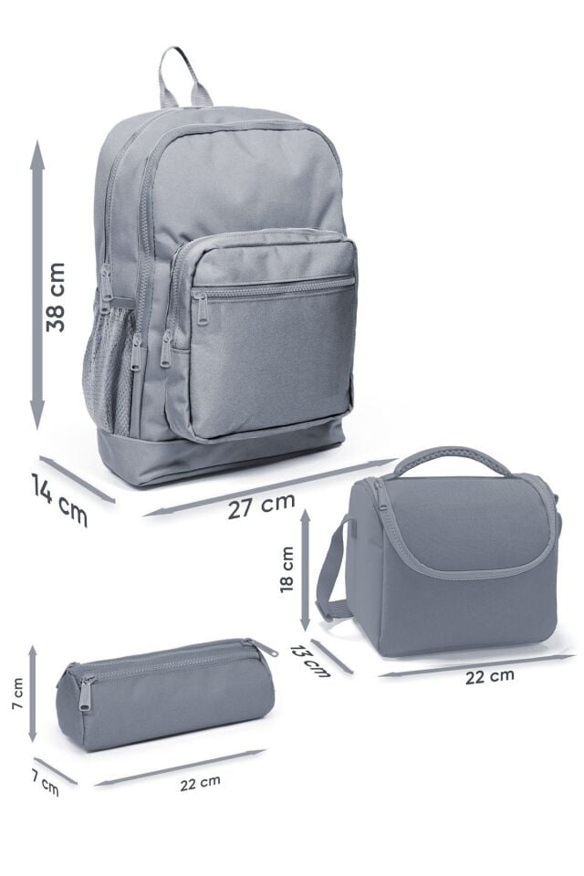 Kids Yeşil Kahverengi High Craft Desenli 3 lü Okul Çanta Seti SET0123776