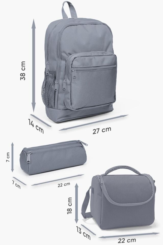 Hayır Kids Pembe Rengarenk Dondurma Desenli 3’lü Okul Çanta Seti SET0123731 Back to School Type 4 B