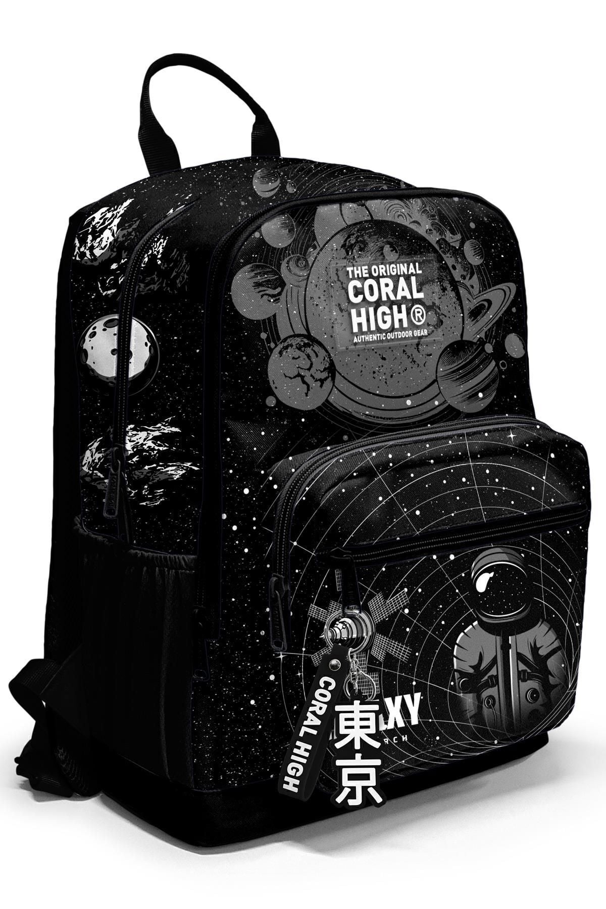 Coral High Siyah Galaxy Desenli Okul Sırt Çantası 23644 Siyah