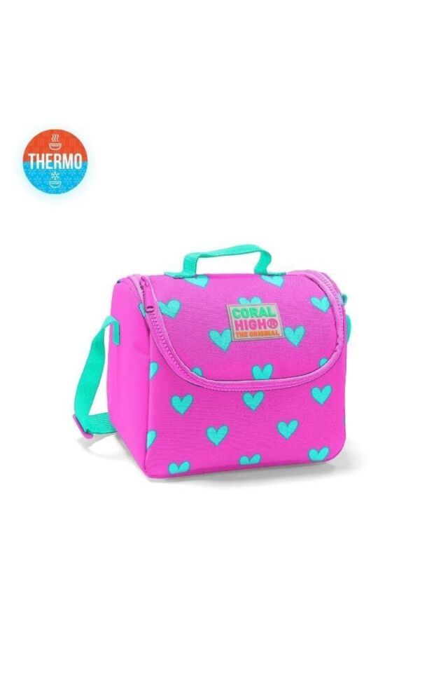 Neon Pembe Su Yeşili Kalp Desen Okul Sırt Çantası,thermo Beslenme,kalem Çanta 3'lü Set Go23113set02