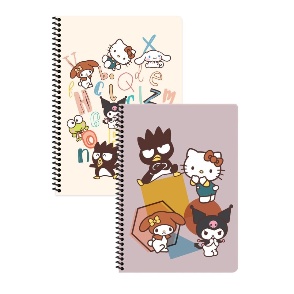 Keskin Color Hello Kitty and Friends Çizgili Defter 2 Adet | 16,5 x 22,5 cm | Spiralli – 80 Yaprak